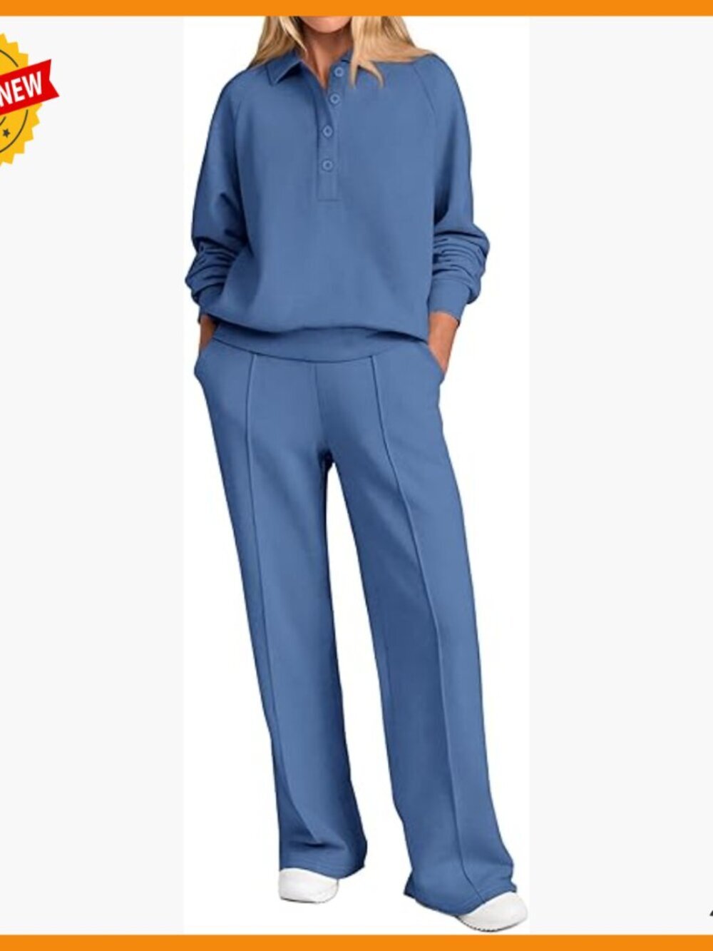 Women's Quarter Button Sweatshirt Wide Leg Pants Lounge Set Size Small